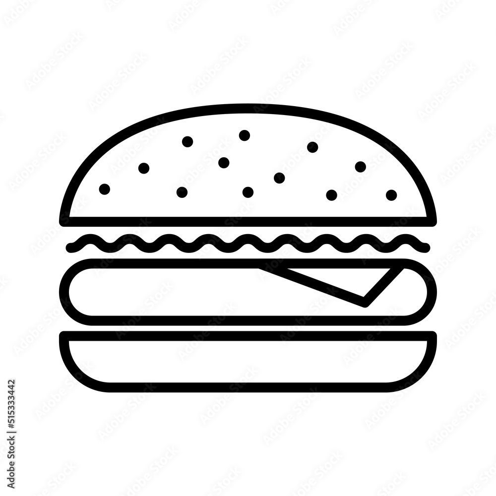 Burger hamburger icon. Fast food. Pictogram isolated on a white background. Burger hamburger icon. Fast food. Pictogram isolated on a white background.
