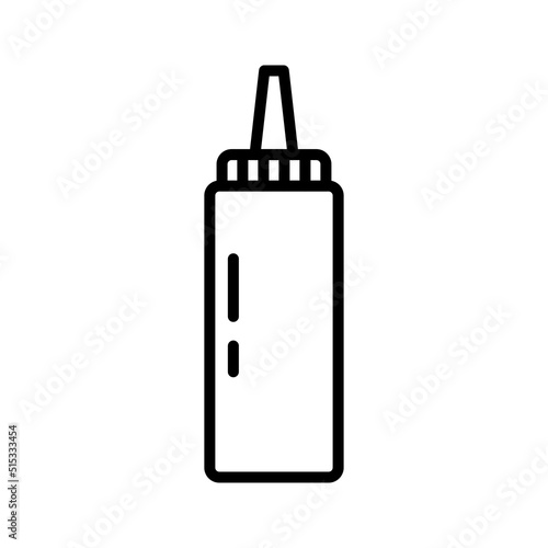 Ketchup or mustard squeeze bottle line icon. Fast food symbol.