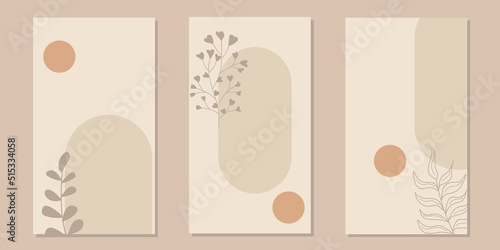 set of story templates for social media aesthetic style. beautiful and elegant brown background.