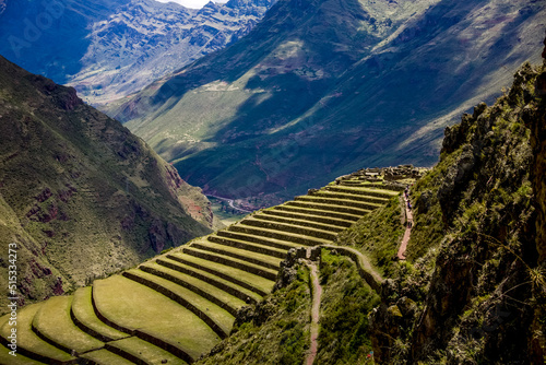 Canvastavla Agricultural terraces in Sacred Valley Moray in Peru