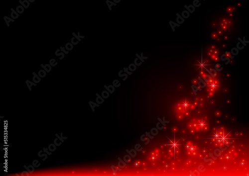 Black Background with Falling Red Glowing Stars - Abstract Illustration with ...