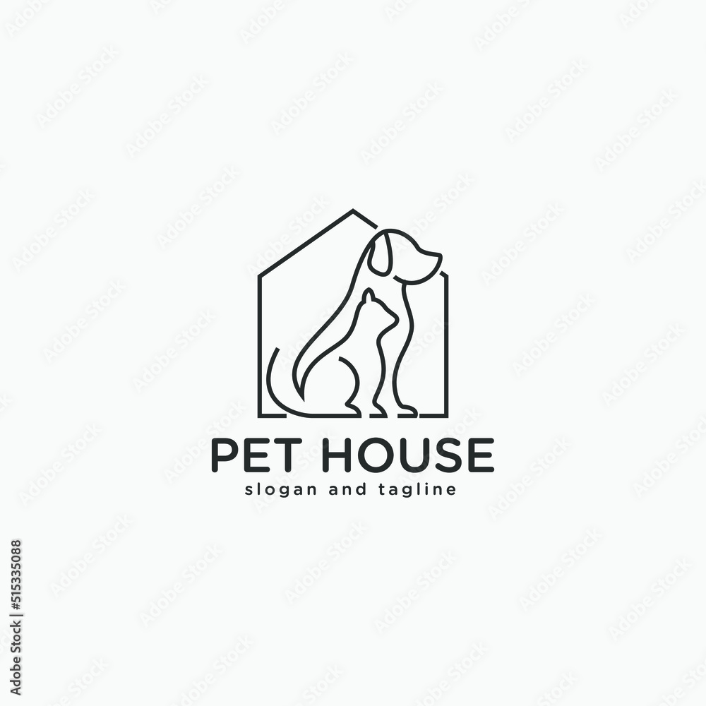 pet shop logo design with simple and minimalist continuous line style pet shop logo design with simple and minimalist continuous line style