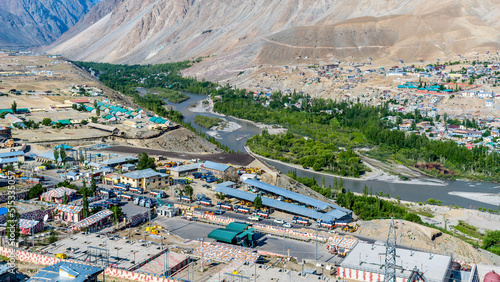 Aerial view of Kargil city and is the second largest town of Ladakh photo