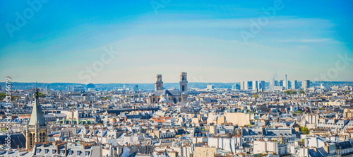 Paris panorama sunset landscape and city view