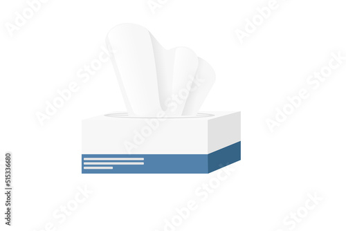 White napkins in cardboard box, dry wipes tissues vector illustration on white background