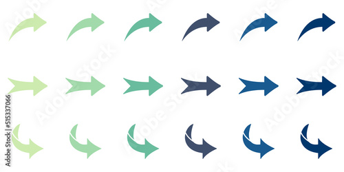 Color Arrow Digital Icon Set. Right, Next, Share Link, Back, Forward Symbol. Direction, Navigation, Orientation, Download Cursor Pictogram. Curve Undo Button Icon. Isolated Vector Illustration