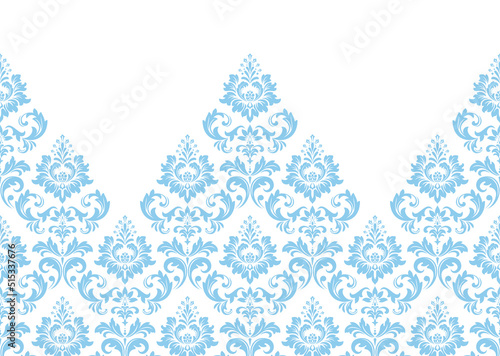 Wallpaper in the style of Baroque. Modern vector background. White and blue floral ornament. Graphic pattern for fabric, wallpaper, packaging. Ornate Damask flower ornament