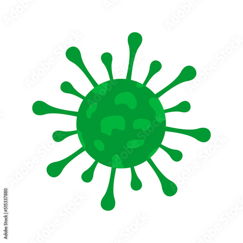 Green round bacterium or virus isolated on white background