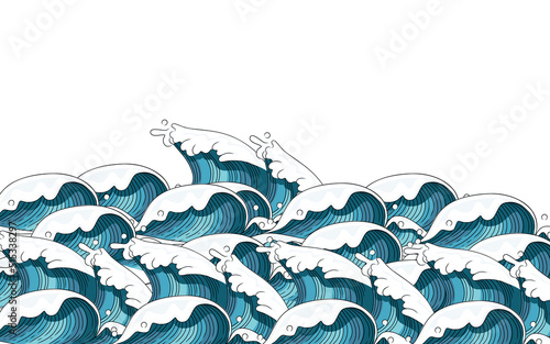 Hand drawn style Tsunami wave big blue sea wave in sketchy style vector illustration sketch design on white background