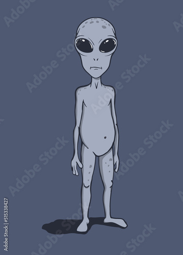 Alien looks to us. Vector illustration