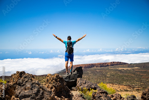 man hiking in El Teide national park  Tenerife photo