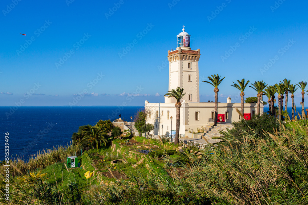 Tangier, Morocco - 21 January 2022 : The sign of Cape Spartel in Tangier