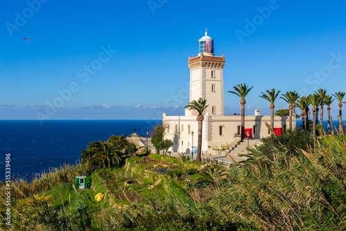 Tangier, Morocco - 21 January 2022 : The sign of Cape Spartel in Tangier