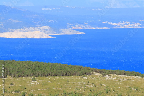 View to the blue Adriatic sea from Vinodol hinterland