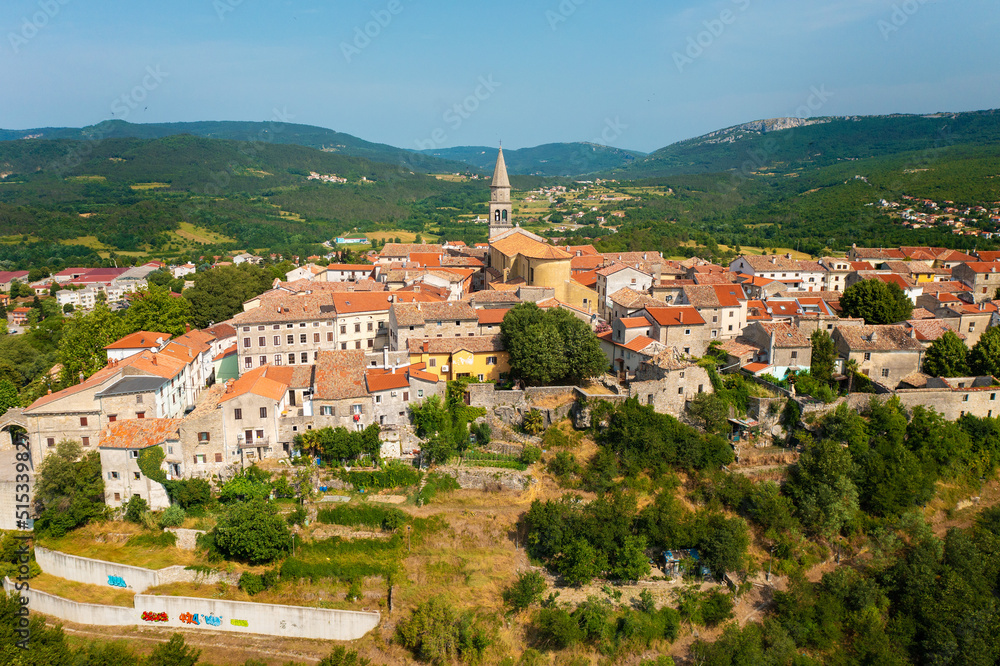Aerial view of Buzet town in Istra, Croatia