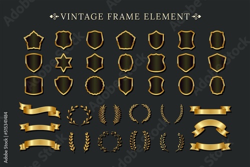 Vintage frame element, include wreath and ribbon