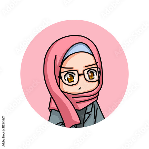 Beautiful Muslim Women Wearing Hijab Illustration.