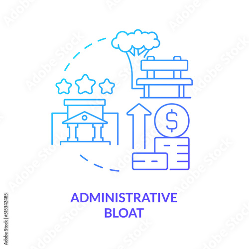 Administrative bloat blue gradient concept icon. Increasing tuition. Issue in higher education abstract idea thin line illustration. Isolated outline drawing. Myriad Pro-Bold font used
