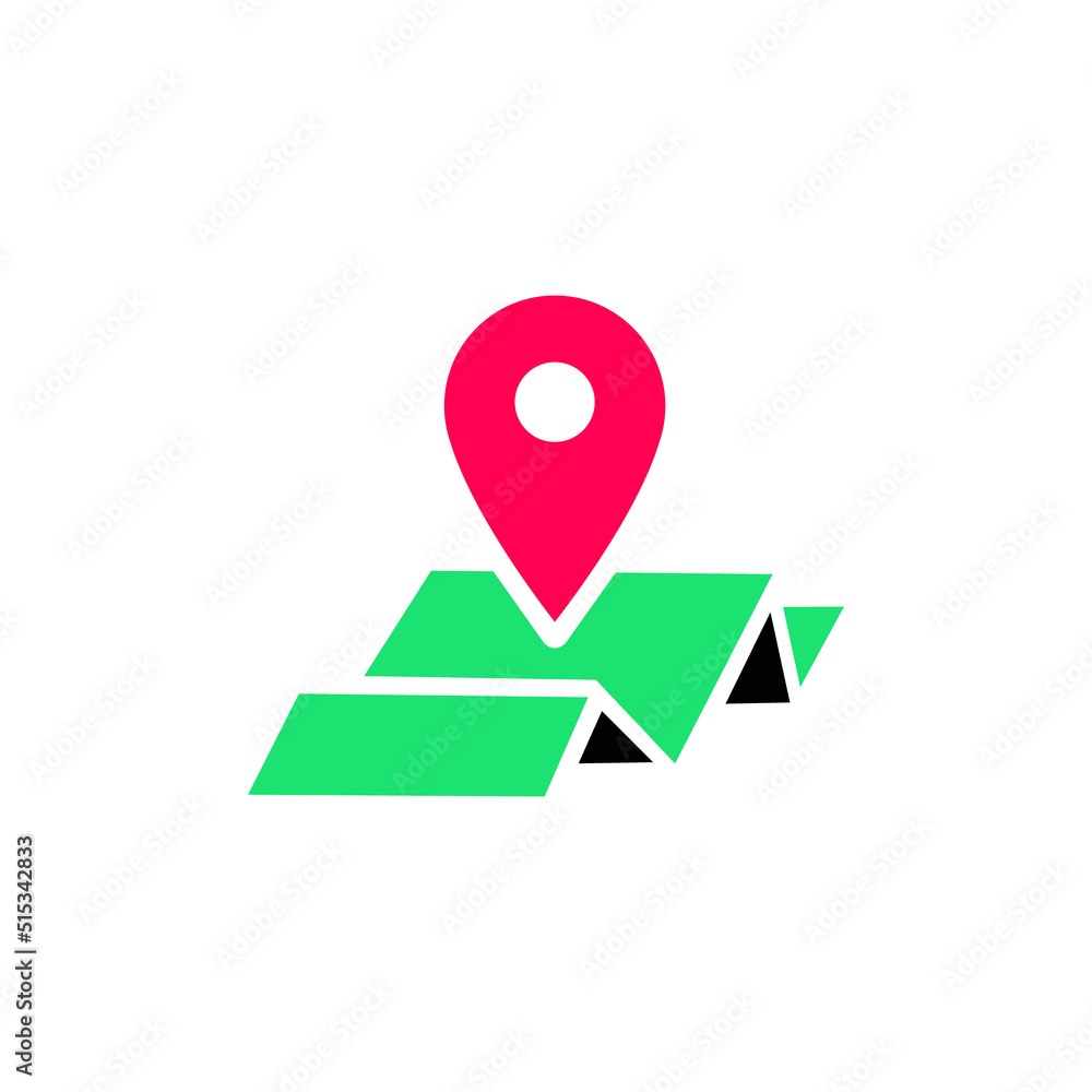 Point of location. Pin on map flat vector color icon isolated on white background. Point of location. Pin on map flat vector color icon isolated on white background.