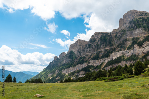 Pyrenees mountain landscape in Biescas, Alto Gallego, Huesca province, Aragon