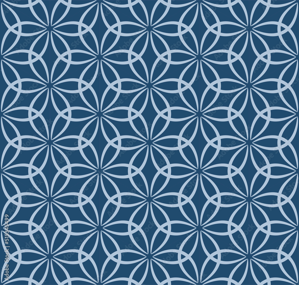 Japanese Curl Line Flower Vector Seamless Pattern Japanese Curl Line Flower Vector Seamless Pattern