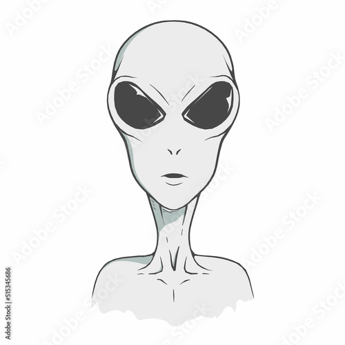 Alien face. Head of humanoid
