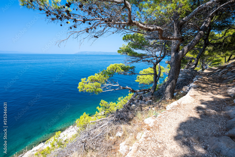 beautiful coast of adriatic sea in Makarska in Dalmatia region in Croatia