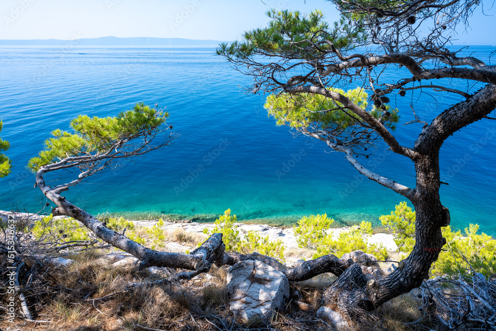 beautiful coast of adriatic sea in Makarska in Dalmatia region in Croatia