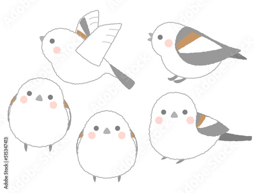シマエナガをイメージしたイラストのセット