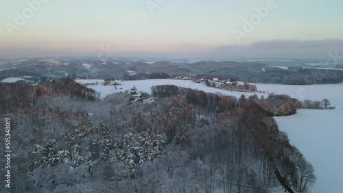 Snowy Windgarten Ennepetal Droneshot Lower over Woods 2 photo