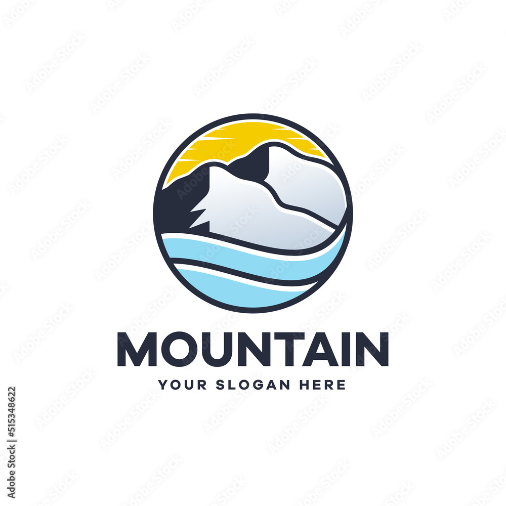 Flat Mountain Ocean Holiday Logo