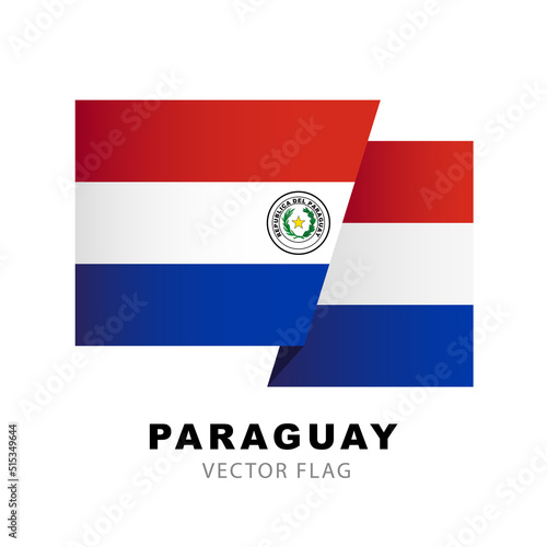 Colorful Paraguayan flag logo. Flag of Paraguay. Vector illustration isolated on white background.