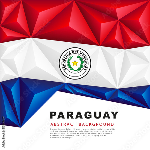 Polygonal flag of Paraguay. Vector illustration. Abstract background in the form of colorful red, white and blue stripes