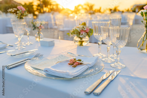 Fotografie, Tablou Served banquet table on street