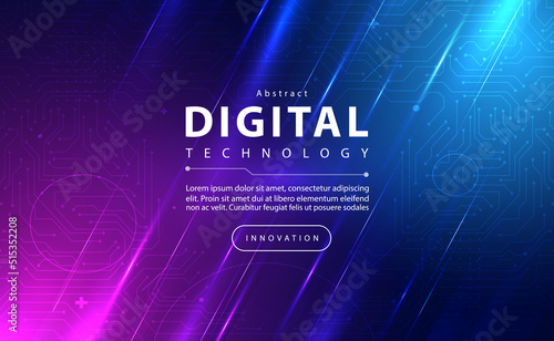 Digital technology banner pink blue background concept with technology line light effect, abstract tech, innovation future data, internet network, big data, lines dots connection, illustration vector