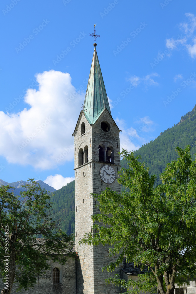 Fototapeta premium campanile di gressoney italia, bell tower of gressoney italy 