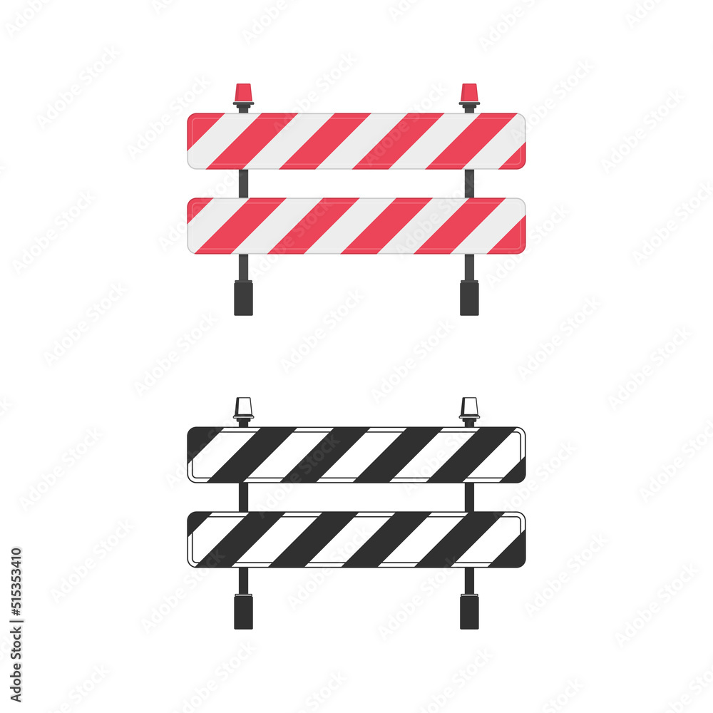 Under Construction Barrier isolated on white background. Symbols of restricted area which are in under construction processes. Fence of building or repair works sign. Under Construction Barrier isolated on white background. Symbols of restricted area which are in under construction processes. Fence of building or repair works sign.