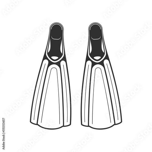 Diving flippers in flat style. Swimming Flippers isolated on white background. Diving equipment concept. Vector illustration EPS 10.