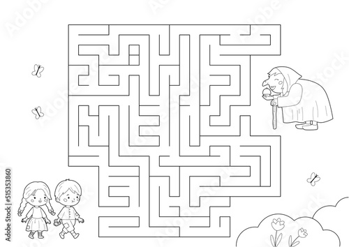Canvas Print Maze game with Hansel and Gretel