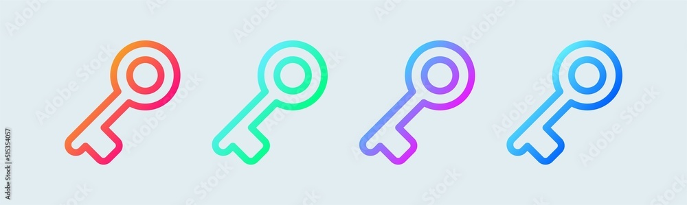 Key line icon in gradient colors. Opener signs vector illustration. Key line icon in gradient colors. Opener signs vector illustration.