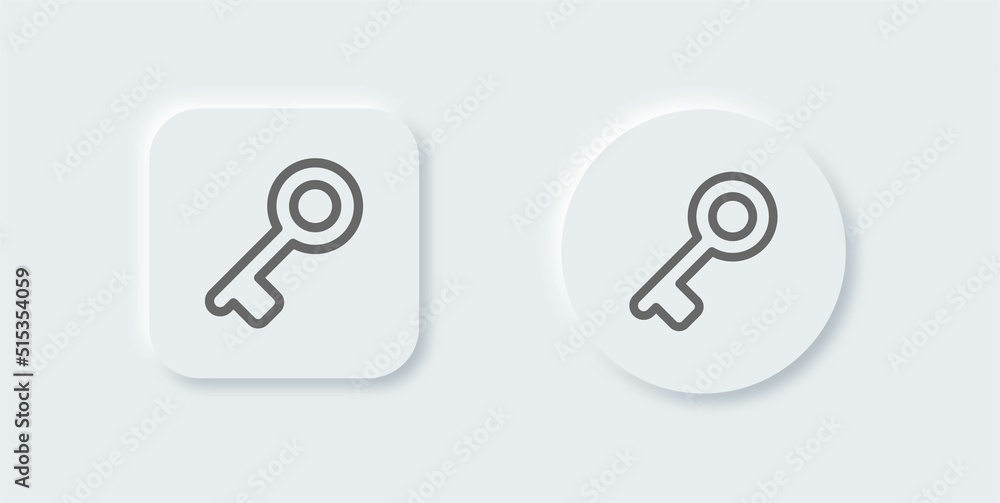 Key line icon in neomorphic design style. Opener signs vector illustration. Key line icon in neomorphic design style. Opener signs vector illustration.