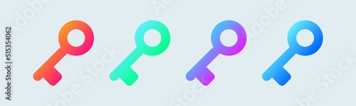 Key solid icon in gradient colors. Opener signs vector illustration.