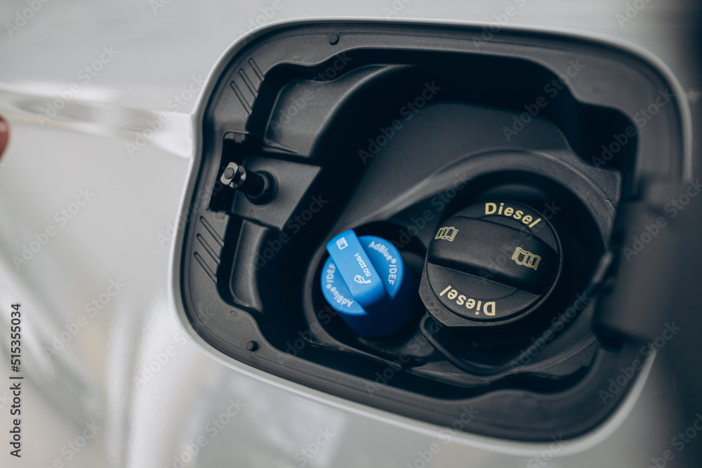 Obraz premium Gas tank on car close up photo