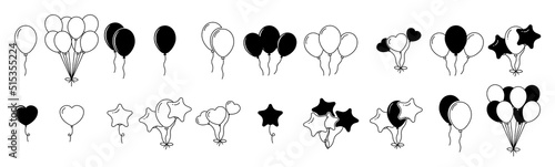 Balloon icon set. party balloon icon silhouette