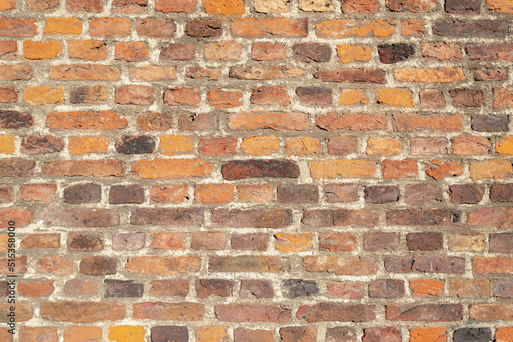 Red brown brick background, Abstract geometric pattern texture, Orange brick block texture, Outdoor building wall, Can be used as background for display or montage products.