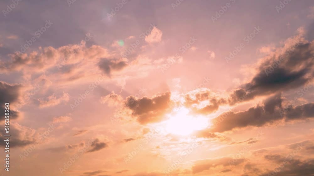 Colorful Sunny Sunrise Clouds Sun Beautiful Sky, Time Lapse. Delightful Pink Orange Blue Dawn Sky in Sunlight, Sun's Rays. Natural Background 4K. Colorful Sunny Sunrise Clouds Sun Beautiful Sky, Time Lapse. Delightful Pink Orange Blue Dawn Sky in Sunlight, Sun's Rays. Natural Background 4K.