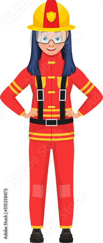 Girl firefighter clipart design illustration