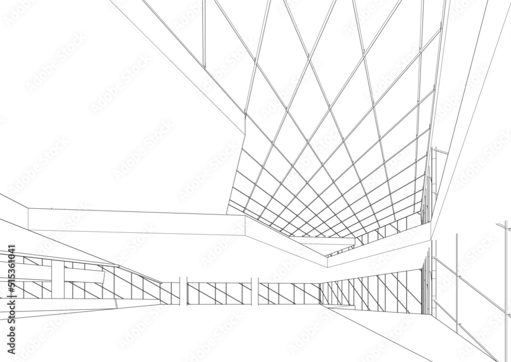Abstract modern architecture 3d illustration