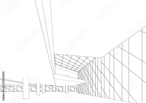 Abstract modern architecture 3d illustration
