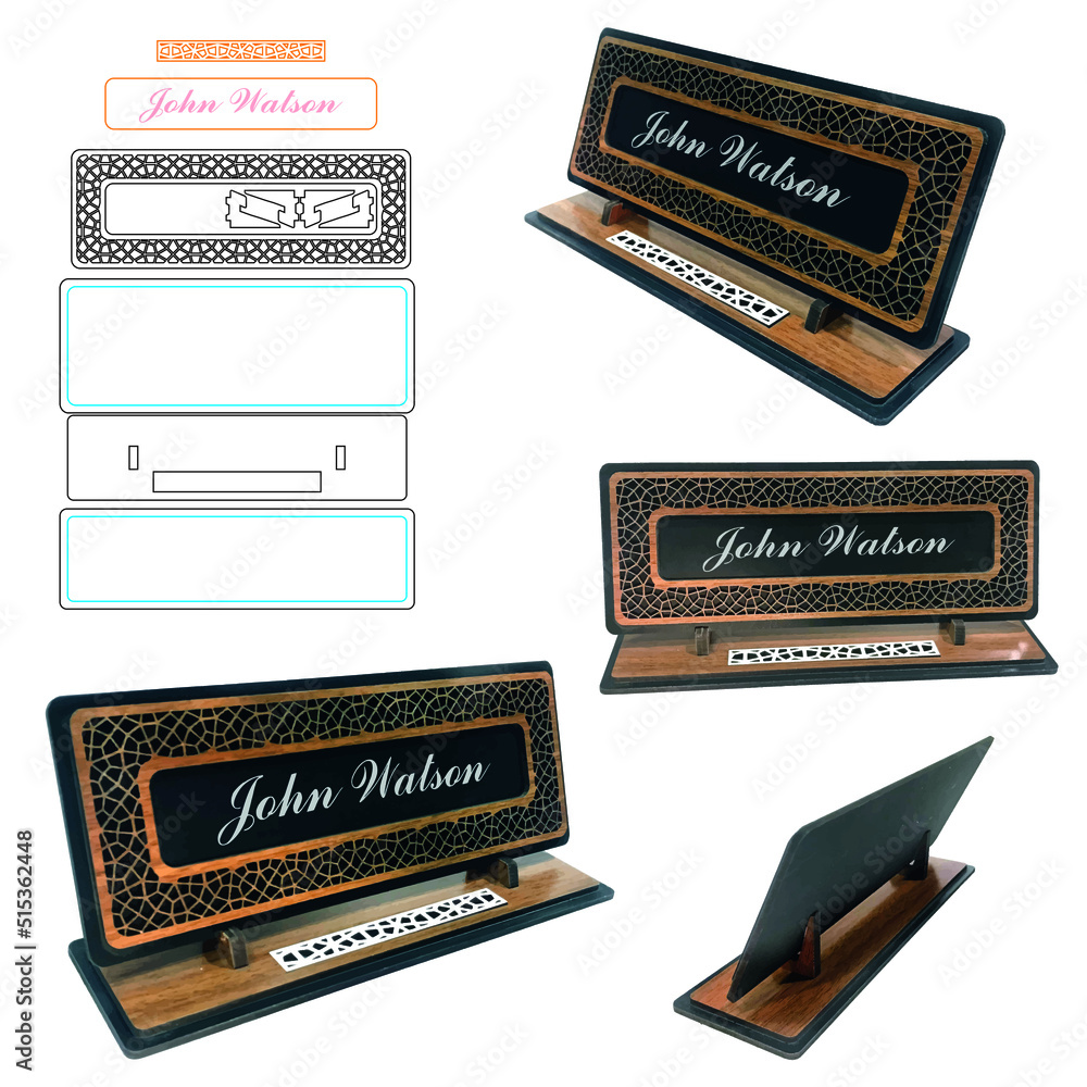 Wooden Desk Nameplates Personalized Gift Office 3mm Digital File For